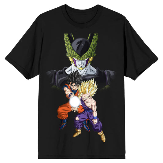 Dragon Ball Z Cell Goku and Gohan Men’s Black T-Shirt-XXL
